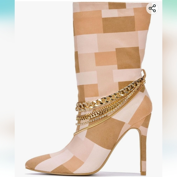 👣Unique CAPE ROBBIN 👣Somewhere Colorblock Chain Detail Boots footwear - Picture 6 of 16